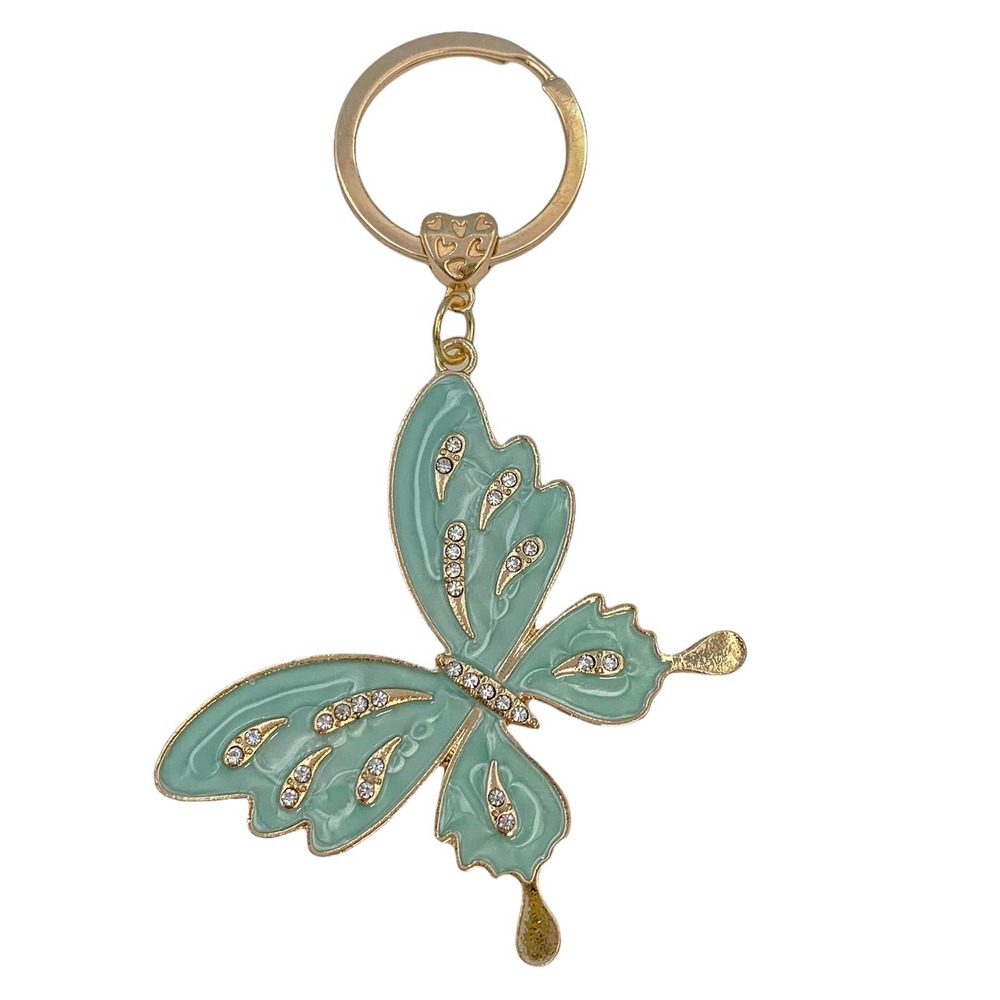 Evenchae Butterfly with Rhinestones, Aqua & Gold, Fabric Gift Bag, 3.75"L